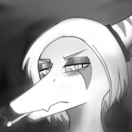 Alternate_Outfit black_and_white Doomer_Fang Ending_2 Fang Monochrome Pterodactyl Smoking // 1151x768 // 546.3KB