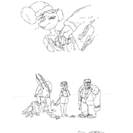 black_and_white comic Monochrome Original_Character Pterodactyl Tracy Tyrannosaurus_Rex Uncle_Moe // 841x1572 // 52.1KB