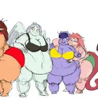 Aquilops Bikini Color Fang Fat Genderswap Naomi Naser Nasera oh_god_oh_fuck Pterodactyl Raptor reed Reeda Rosa sketch Stegosaurus Stella Swimwear Triceratops trish // 5000x2000 // 1.0MB