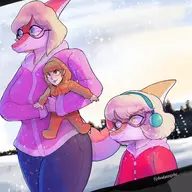 children Claire_(Naomi's_Daughter) Color glasses Melissa_(Naomi's_Daughter) Naomi Original_Character Parasaurolophus // 1896x1608 // 284.3KB