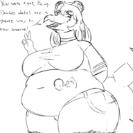 Anon black_and_white Fang Fat Monochrome Pterodactyl sketch Stegosaurus Stella text Vore // 951x954 // 209.5KB