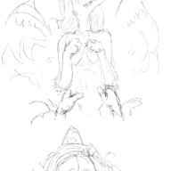 black_and_white Blushing Breasts Fang Front-Facing hand_holding Monochrome Pterodactyl Sex sketch // 1200x3400 // 1.5MB