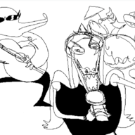 bea black_and_white crossover Deltarune Fang Musical_Instrument night_in_the_woods Pterodactyl Susie_(Deltarune) Video_Game // 1673x837 // 141.3KB
