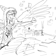 Alternate_Outfit black_and_white Fang goodbye_volcano_high Monochrome Musical_Instrument Pterodactyl sketch // 1146x603 // 217.0KB