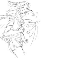 Alternate_Outfit black_and_white Fang Monochrome Pterodactyl sketch // 1900x1000 // 274.4KB