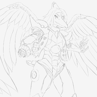 black_and_white cosplay crossover Fang gun Monochrome Pterodactyl Video_Game // 2500x2200 // 1.1MB