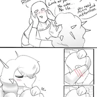 Anon Aquilops black_and_white Blushing comic Monochrome Rosa // 1674x2961 // 1.5MB