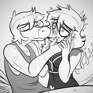 Ahegao Aquilops black_and_white Blushing kissing Monochrome Raptor reed Rosa // 1275x1187 // 679.9KB