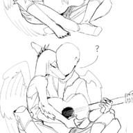 Anon Blushing comic Fang Feet Monochrome Musical_Instrument Official_Art Pterodactyl // 1100x3831 // 442.6KB