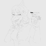 black_and_white Blushing glasses Monochrome Naomi Parasaurolophus // 2500x2200 // 260.3KB