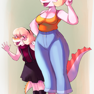 Alternate_Outfit children Color Feet glasses Melissa_(Naomi's_Daughter) Naomi Original_Character Parasaurolophus // 1862x2746 // 2.7MB