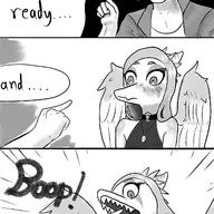 Anon black_and_white Blushing comic Fang Monochrome Pterodactyl // 1340x2048 // 740.8KB