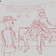 Anime Anon cosplay crossover Fang Holiday Jojo's_Bizarre_Adventure Monochrome sketch Stella trish // 3000x2590 // 2.9MB