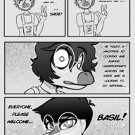 Alternate_Outfit Background_Character black_and_white Blushing comic glasses goodbye_volcano_high Monochrome Raptor Sage Spice // 1320x1707 // 3.7MB