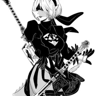 Aquilops black_and_white cosplay crossover Monochrome Rosa Sword Video_Game // 1573x2048 // 314.3KB