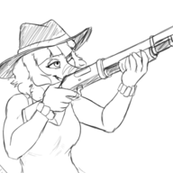 gun Heather(OC) Monochrome Original_Character sketch // 794x541 // 169.9KB
