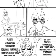 Alternate_Outfit Blushing comic glasses Monochrome Pterodactyl Ripley_(Fang's_dad) Samantha_(Fang's_mom) Triceratops // 1000x1797 // 739.8KB